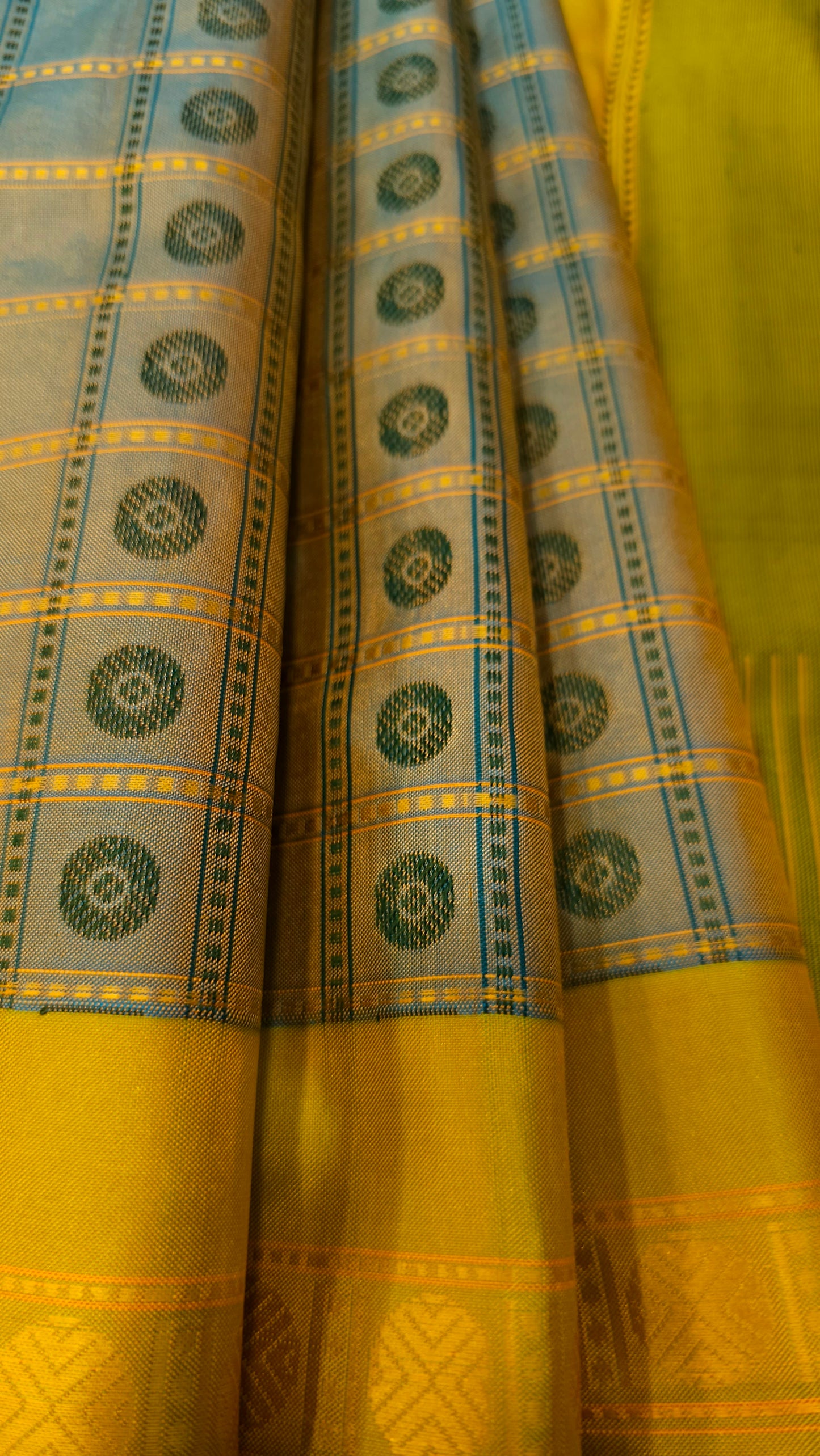 Blue & Mustard 1000 Butta Silk