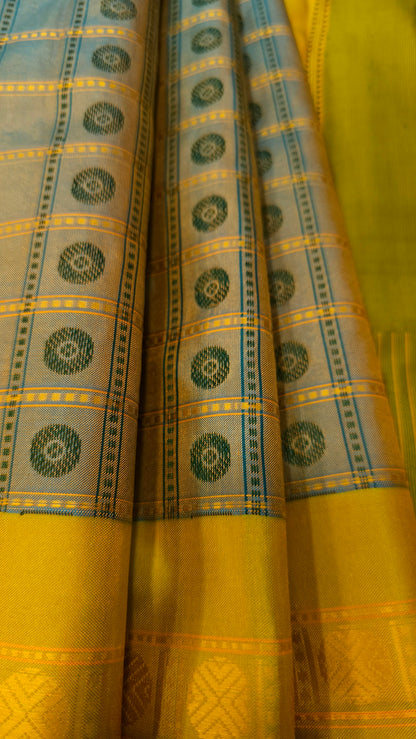 Blue & Mustard 1000 Butta Silk