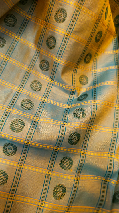 Blue & Mustard 1000 Butta Silk