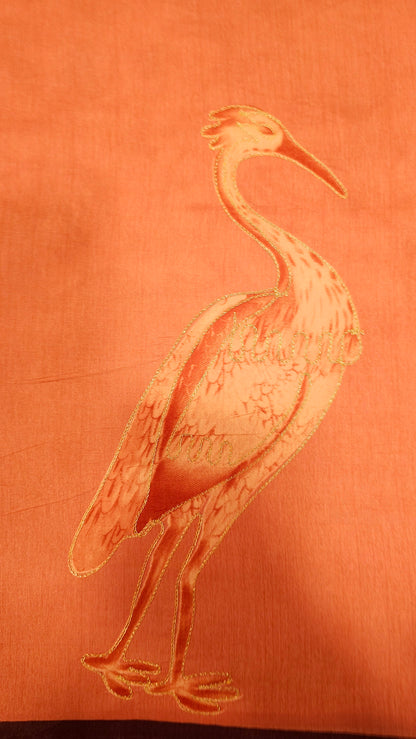 Pink Crane Art Silk Saree