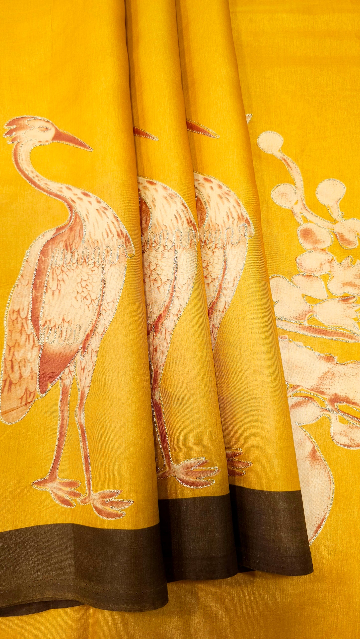 Sandal Crane Art Silk Saree