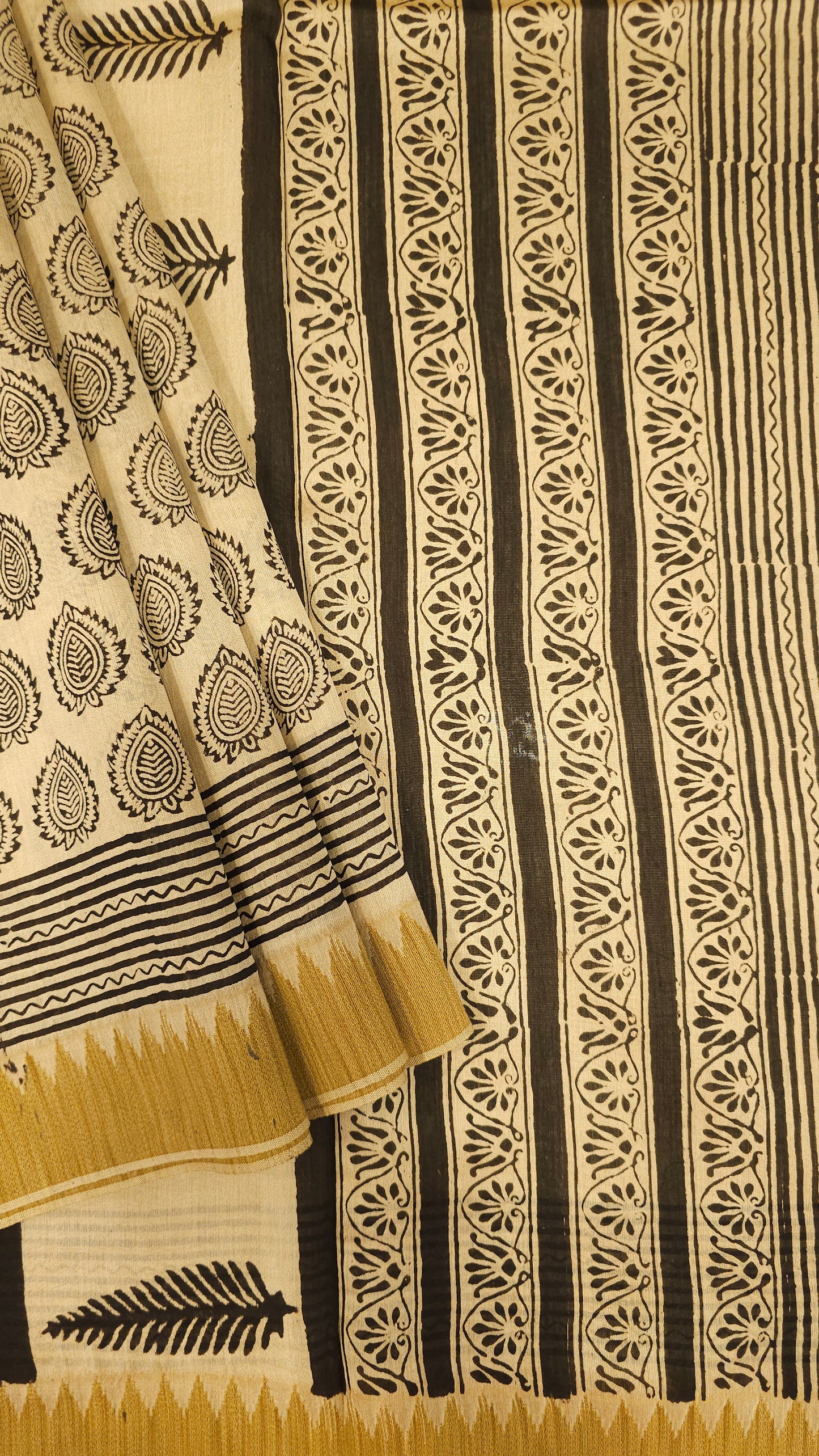 Beige & Black Maheshwari Silk