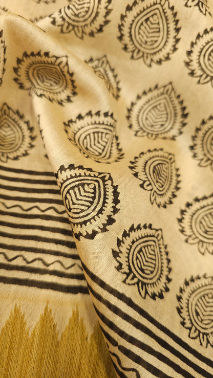 Beige & Black Maheshwari Silk