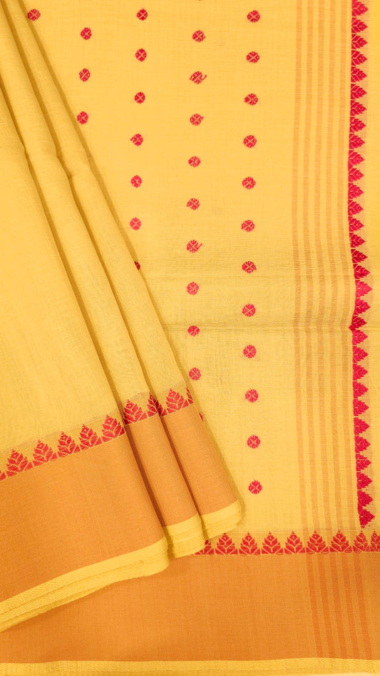 Cream & Pink Khadi Cotton