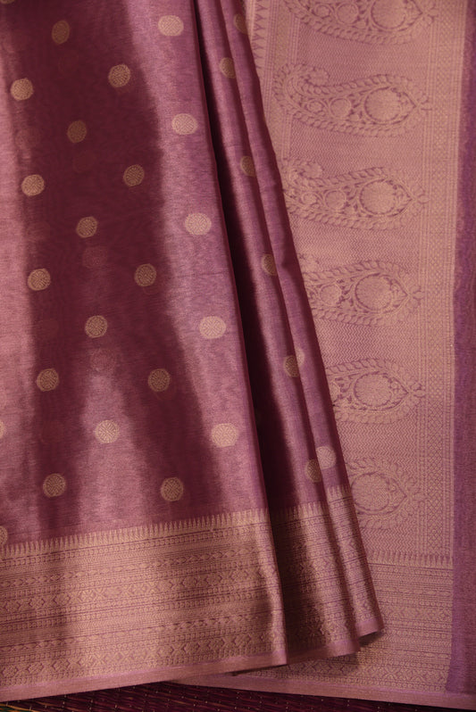 Lilac Round Butta with Organza Saree